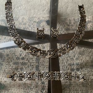 Vintage Taxco signed Mexican silver jewelry set